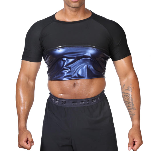 REMEBSWEAT Sauna Sweat Suits Shirt for Men Sweat Suit Compression T-Shirt Workout Sports Shapewear Gym Exercise Jacket (Black XL)