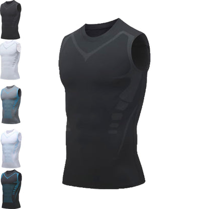 Einrich Compression Shirt Men Maynox Vitaboost Compression Shirt 2024 Slashes Shaping Sleeveless Therapy Shirt(Black-2XXX-Large)