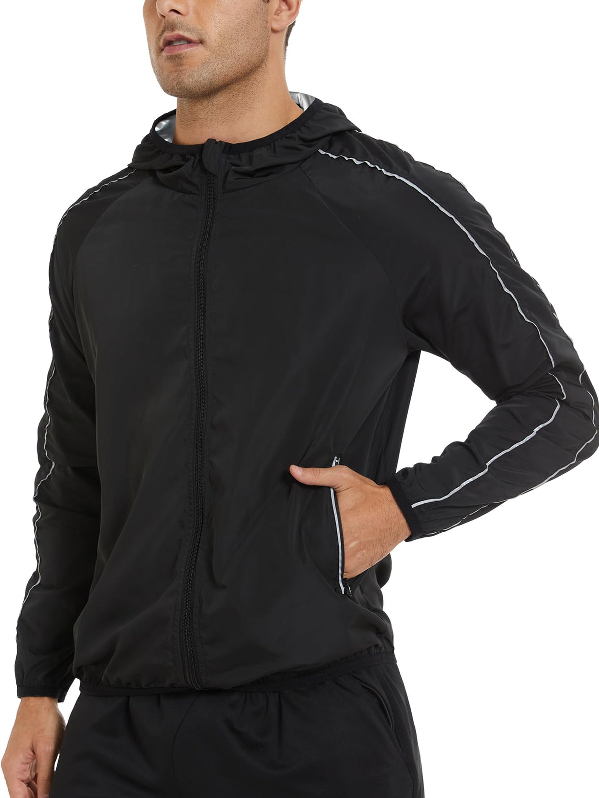 SEXYWG Sauna Hoodie for Men Long Sleeve Sweat Sauna Jacket Workout Sweat Jacket Zipper Heat Trapping Sauna Shirt Exercise